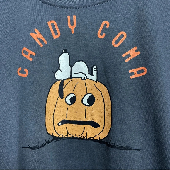 munki munki nite nite Peanuts Snoopy Candy Coma Hallowe’en PJ Top Shirt Large - Picture 2 of 7